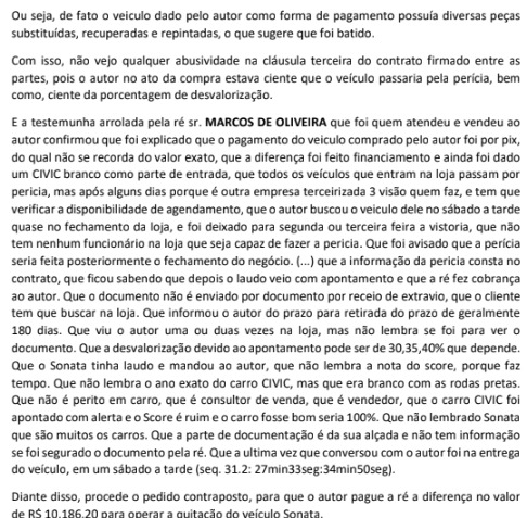 Condenação do Consumidor a pagar desvalorização em razão de defeitos no veículo da troca. CascavelPR, 25-07-2024