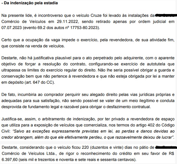 Revendedora é indenizada por diária de pátio, CascavelPR, 13-12-2024